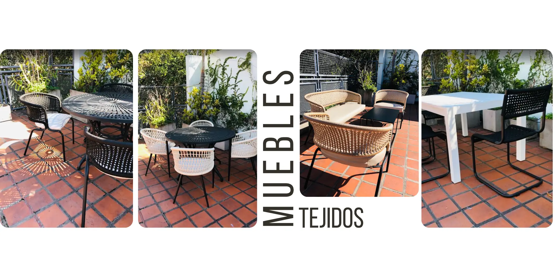 Muebles de hierro con tejido de soga