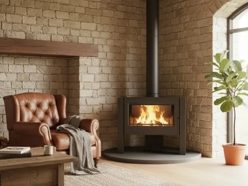 Estufa de fundición de hierro - INVICTA ITAYA con formato para rincones