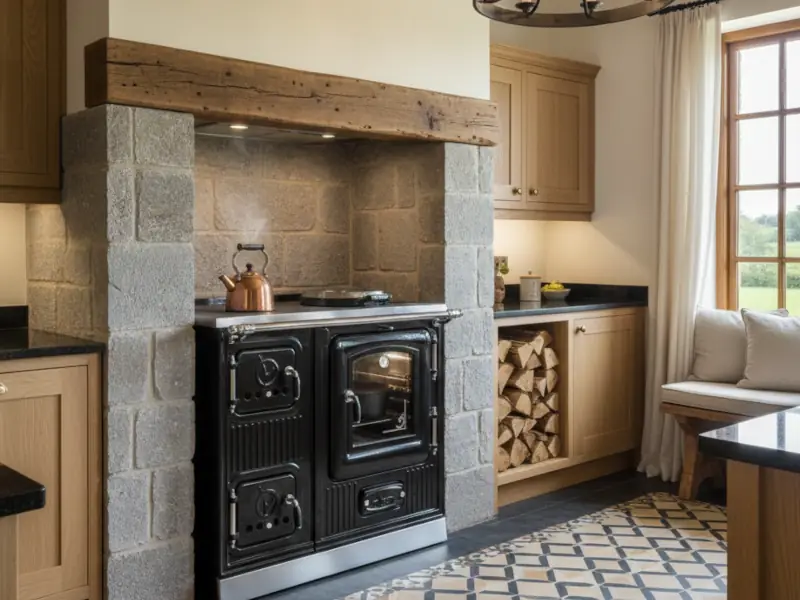 Cocina a leña de fundición enlozada