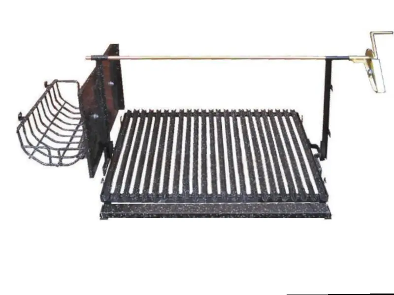 Herraje de Parrilla para Atornillar a la pared con chapón divisor y fogón de hierro Herraje de Parrilla para Atornillar a la pared con chapón divisor y fogón de hierro