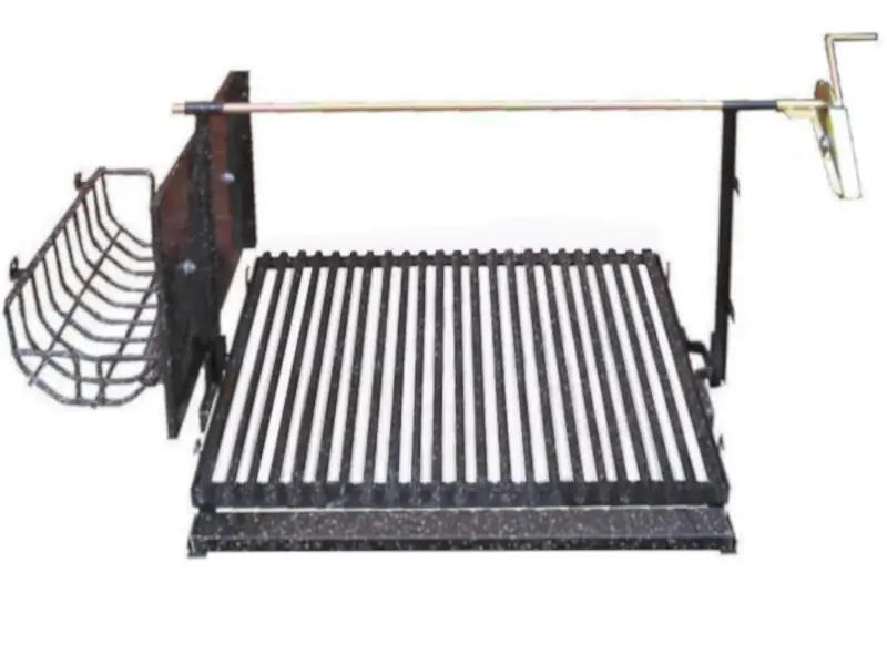 Herraje de Parrilla para Atornillar a la pared con chapón divisor y fogón de hierro Herraje de Parrilla para Atornillar a la pared con chapón divisor y fogón de hierro