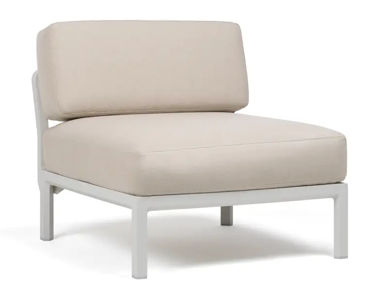 Sillón Maximo sin apoya brazos de Nardi color Gesso con almohadones Perla