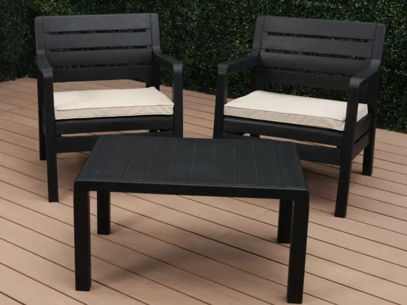 Juego de living Paris con sillones individuales y mesa en color Grafito.